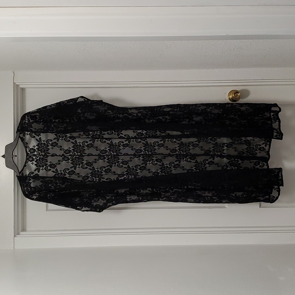 Black lace kimono duster